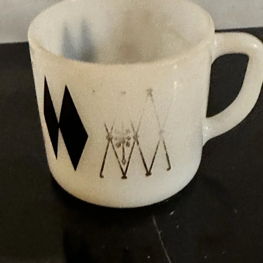 Federal Glass MCM Mug Milk Glass White  Diamonds Retro Mid Century Modern